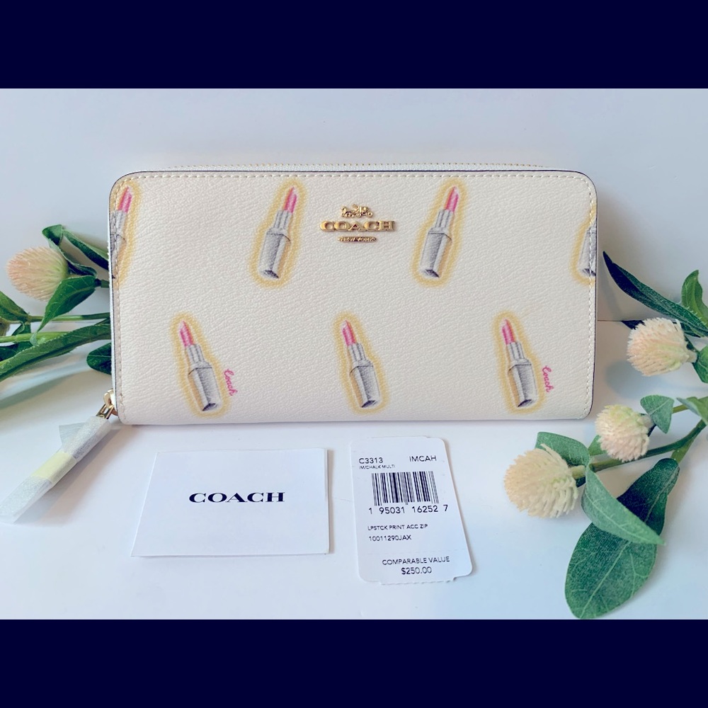 Coach Lipstick Print Zip Wallet UEC Retail $250